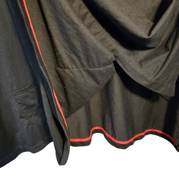 COOFANDY Black Asymmetrical Poncho Hoodie Red Trim Sz M 0349 - Picture 6 of 10